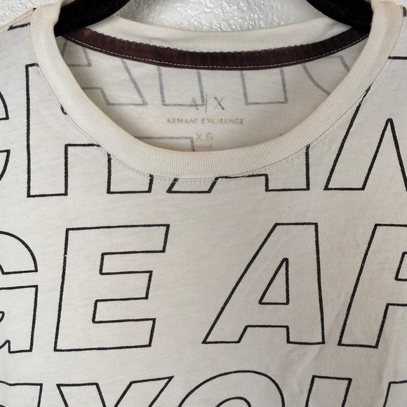 Armani Exchange Mens Graphic T Shirt All Over Logo Print White Size XS - Picture 2 of 5